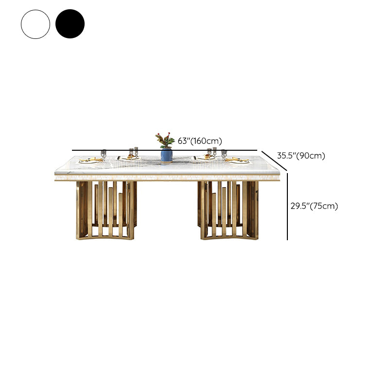 Glam Faux Marble Dining Table Dining Rectangle Table with Metal Legs for Home Clearhalo 'Dining Tables & Seating' 'Dining Tables' 'dining_table' 'furn' 'furn_dining_table' 'Furniture' 'Kitchen & Dining Furniture' 6739537