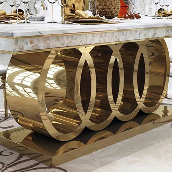 Glam Style Dining Faux Marble Table Dining Rectangle Table for Home Clearhalo 'Dining Tables & Seating' 'Dining Tables' 'dining_table' 'furn' 'furn_dining_table' 'Furniture' 'Kitchen & Dining Furniture' 6739546