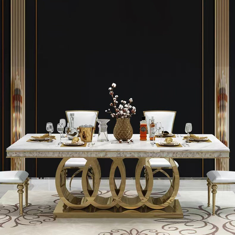 Glam Style Dining Faux Marble Table Dining Rectangle Table for Home Clearhalo 'Dining Tables & Seating' 'Dining Tables' 'dining_table' 'furn' 'furn_dining_table' 'Furniture' 'Kitchen & Dining Furniture' 6739547