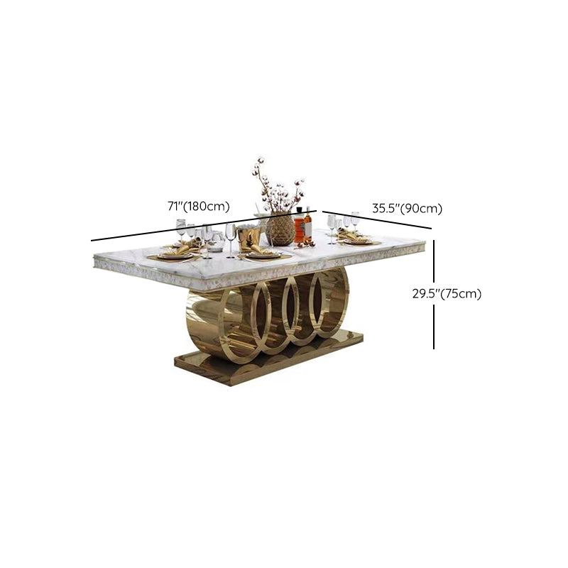 Glam Style Dining Faux Marble Table Dining Rectangle Table for Home Clearhalo 'Dining Tables & Seating' 'Dining Tables' 'dining_table' 'furn' 'furn_dining_table' 'Furniture' 'Kitchen & Dining Furniture' 6739551