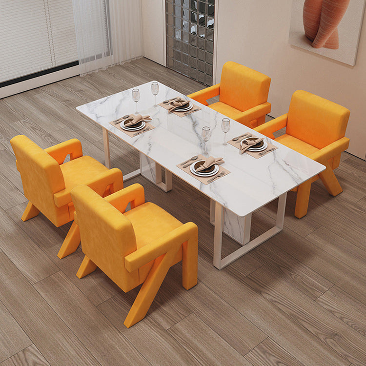 Mesa de comedor de piedra estilo Glam, mesa de comedor de 4 patas para comedor