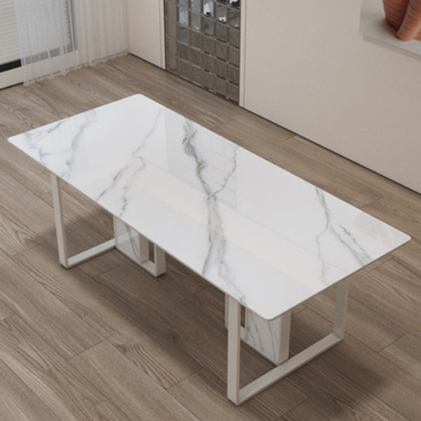 Mesa de comedor de piedra estilo Glam, mesa de comedor de 4 patas para comedor