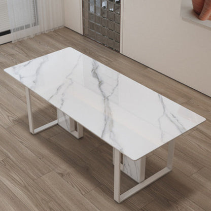 Mesa de comedor de piedra estilo Glam, mesa de comedor de 4 patas para comedor
