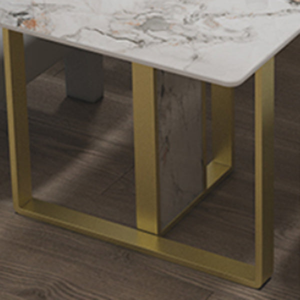 Mesa de comedor de piedra estilo Glam, mesa de comedor de 4 patas para comedor