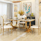 Mesa de comedor Glam Dining de imitación de mármol, mesa rectangular con base de metal para uso doméstico