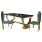 Mesa de comedor Glam Dining de imitación de mármol, mesa rectangular con base de metal para uso doméstico
