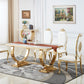 Mesa de comedor Glam Dining de imitación de mármol, mesa rectangular con base de metal para uso doméstico