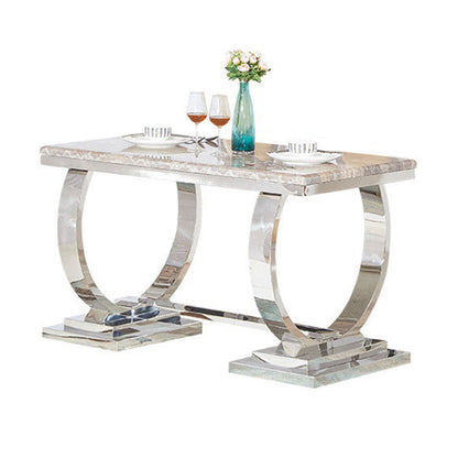 Mesa de comedor Glam Dining de imitación de mármol, mesa rectangular con base de metal para uso doméstico
