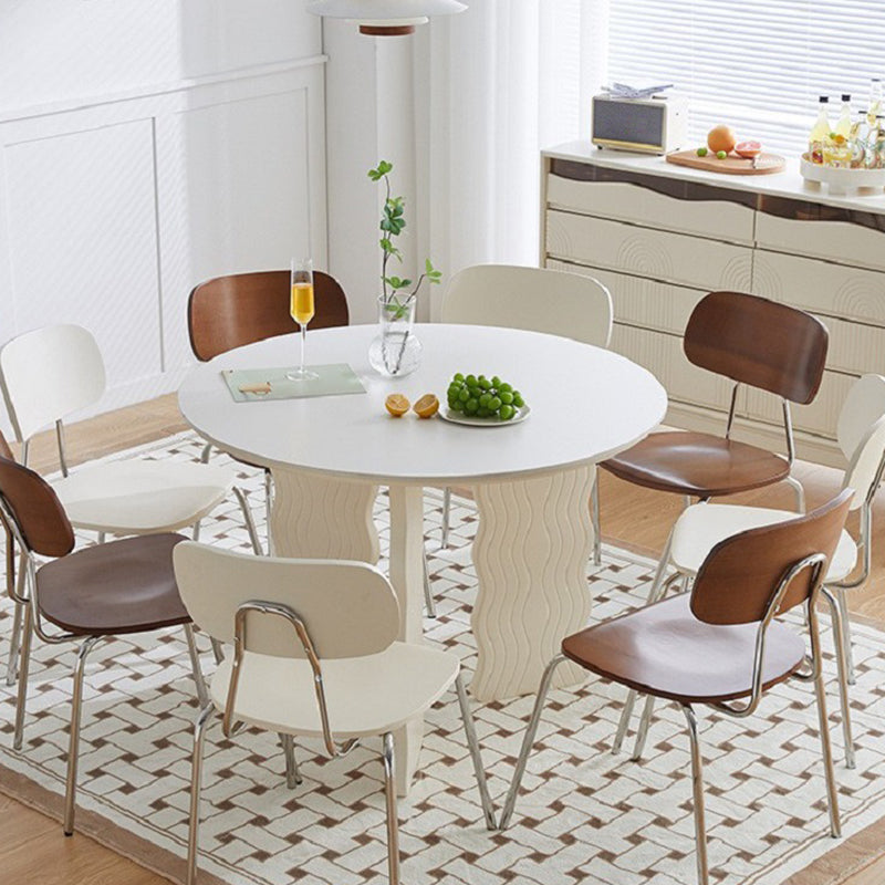 Modern Round Dining Table 3 White Legs Table for Dining Room 35.4"L x 35.4"W x 29.5"H Without Chairs Clearhalo 'Dining Tables & Seating' 'Dining Tables' 'dining_table' 'furn' 'furn_dining_table' 'Furniture' 'Kitchen & Dining Furniture' 6739576