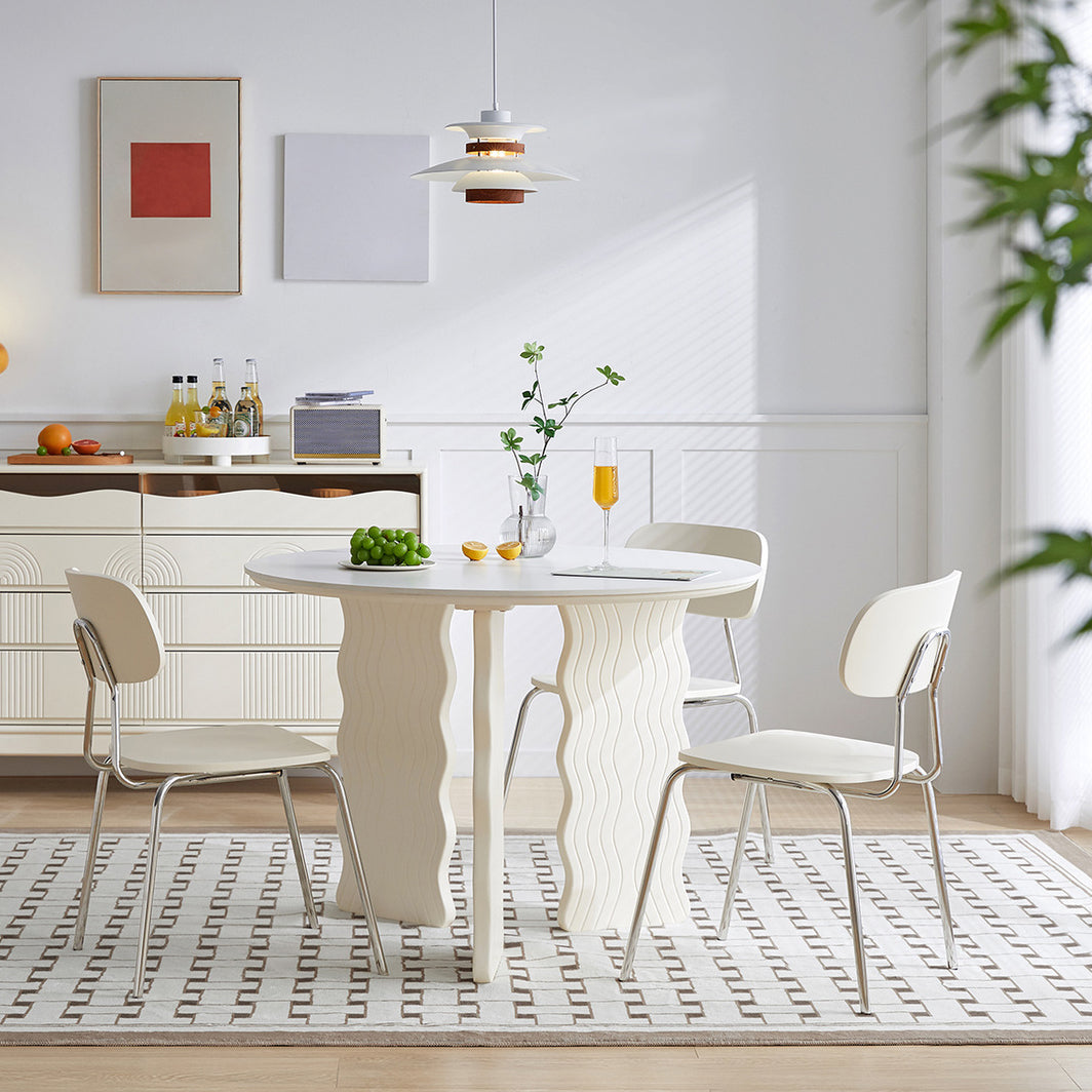 Modern Round Dining Table 3 White Legs Table for Dining Room 31.5"L x 31.5"W x 29.5"H Without Chairs Clearhalo 'Dining Tables & Seating' 'Dining Tables' 'dining_table' 'furn' 'furn_dining_table' 'Furniture' 'Kitchen & Dining Furniture' 6739577