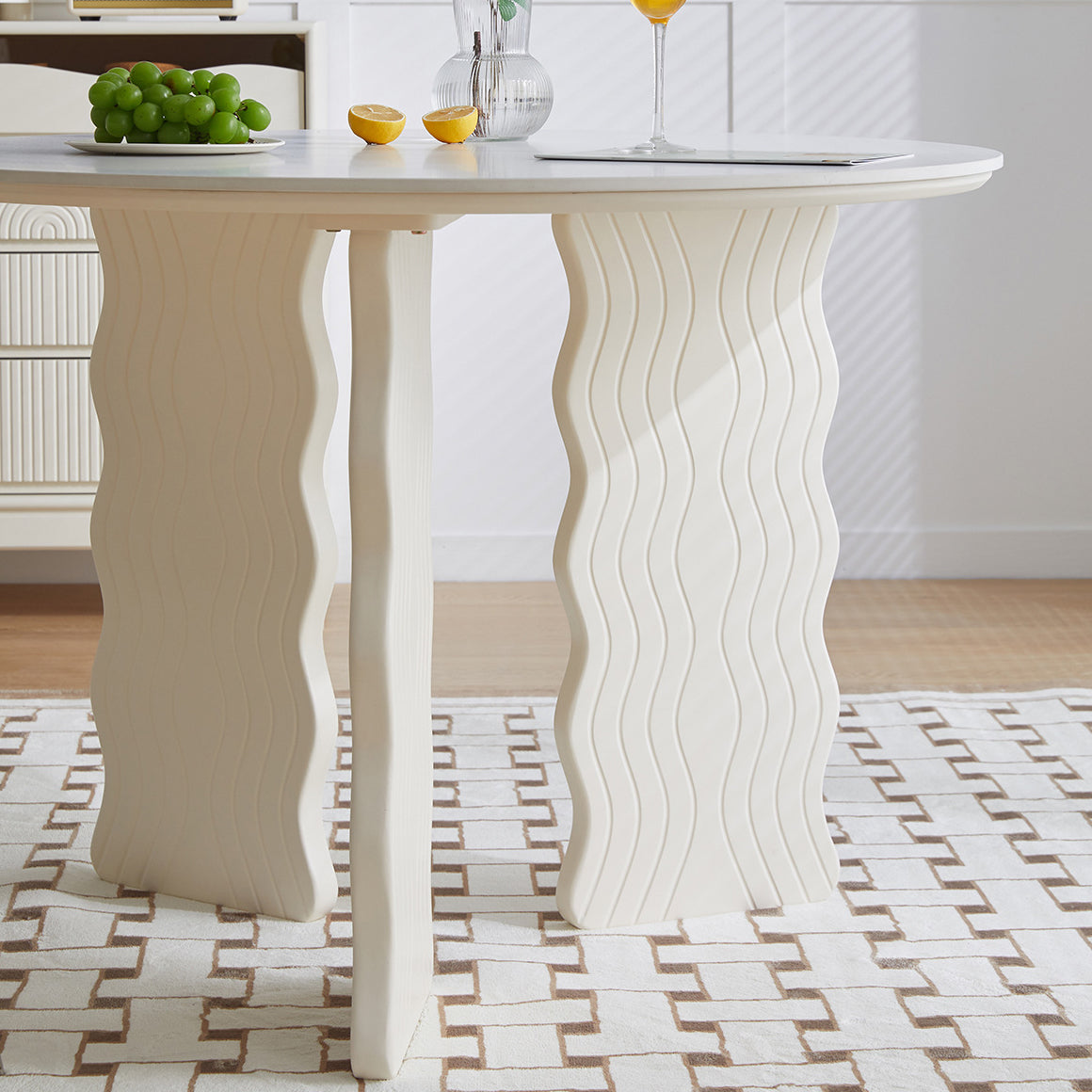 Modern Round Dining Table 3 White Legs Table for Dining Room Clearhalo 'Dining Tables & Seating' 'Dining Tables' 'dining_table' 'furn' 'furn_dining_table' 'Furniture' 'Kitchen & Dining Furniture' 6739581
