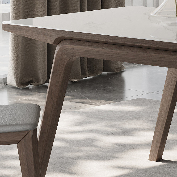 Modern Rectangle Dining Table Sintered Stone Table with Wooden Legs Clearhalo 'Dining Tables & Seating' 'Dining Tables' 'dining_table' 'furn' 'furn_dining_table' 'Furniture' 'Kitchen & Dining Furniture' 6739597
