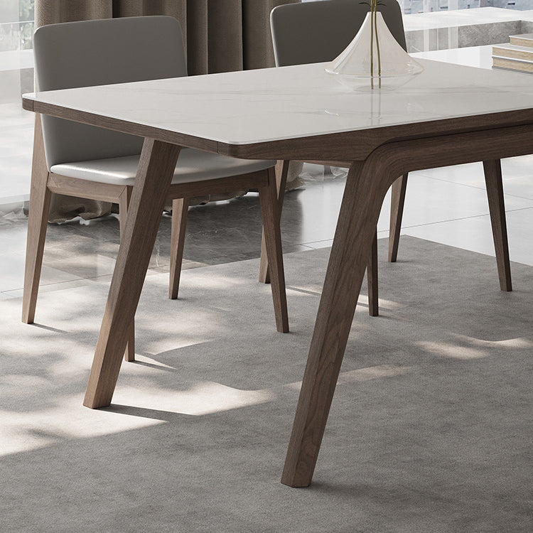 Modern Rectangle Dining Table Sintered Stone Table with Wooden Legs Clearhalo 'Dining Tables & Seating' 'Dining Tables' 'dining_table' 'furn' 'furn_dining_table' 'Furniture' 'Kitchen & Dining Furniture' 6739599