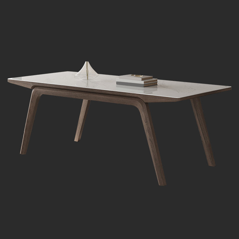 Modern Rectangle Dining Table Sintered Stone Table with Wooden Legs Clearhalo 'Dining Tables & Seating' 'Dining Tables' 'dining_table' 'furn' 'furn_dining_table' 'Furniture' 'Kitchen & Dining Furniture' 6739600