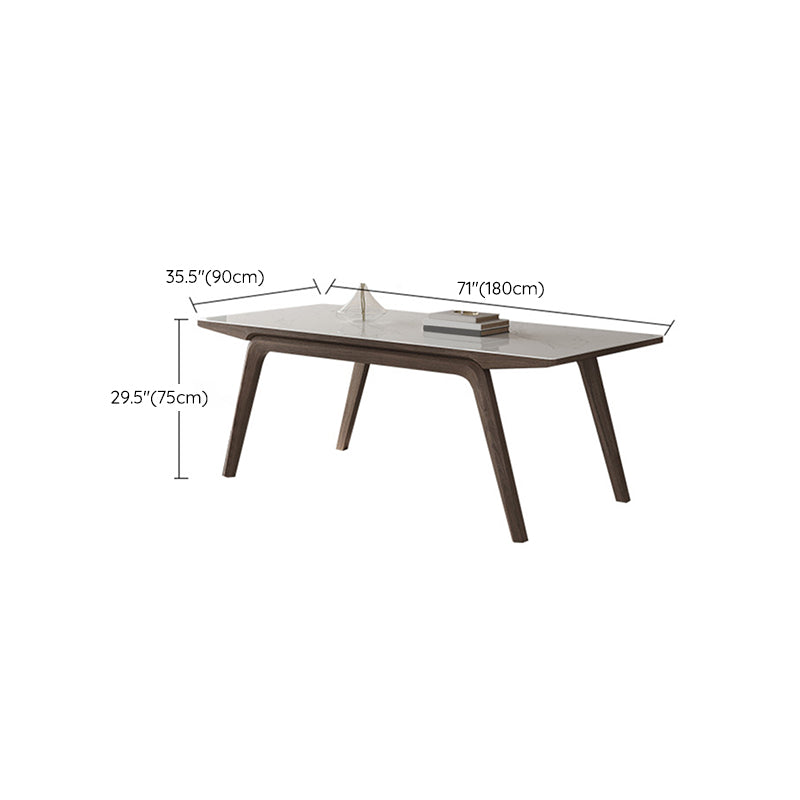 Modern Rectangle Dining Table Sintered Stone Table with Wooden Legs Clearhalo 'Dining Tables & Seating' 'Dining Tables' 'dining_table' 'furn' 'furn_dining_table' 'Furniture' 'Kitchen & Dining Furniture' 6739603