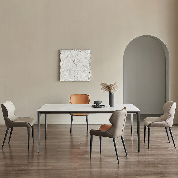 Industrial Style Rectangle Dining Table Sintered Stone Table with Metal Legs for Kitchen 70.9"L x 35.4"W x 29.5"H Without Chairs Clearhalo 'Dining Tables & Seating' 'Dining Tables' 'dining_table' 'furn' 'furn_dining_table' 'Furniture' 'Kitchen & Dining Furniture' 6739608