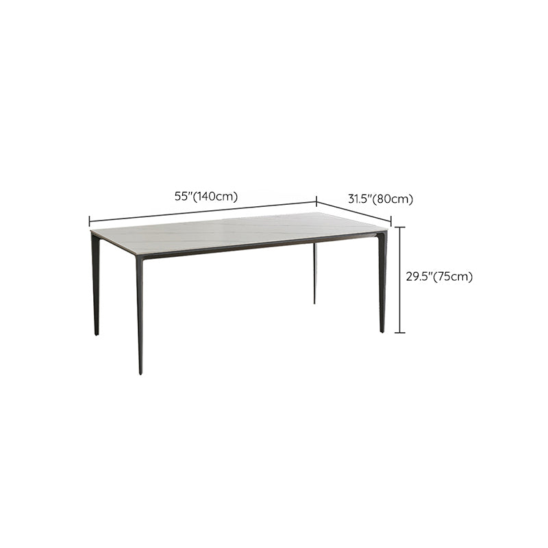Industrial Style Rectangle Dining Table Sintered Stone Table with Metal Legs for Kitchen Clearhalo 'Dining Tables & Seating' 'Dining Tables' 'dining_table' 'furn' 'furn_dining_table' 'Furniture' 'Kitchen & Dining Furniture' 6739614