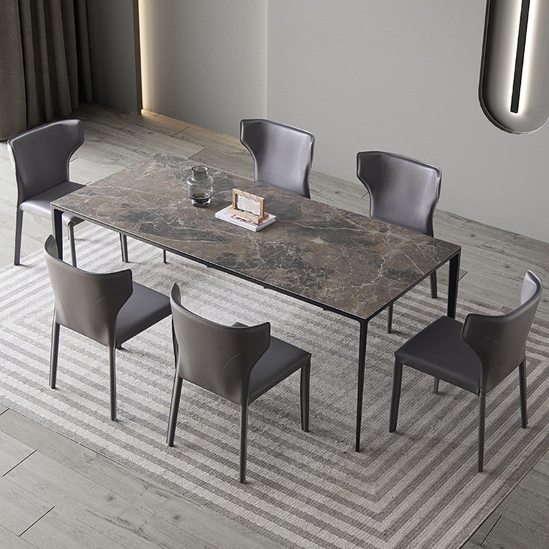 Mid-Century Dining Room Table Rectangle Stone Dinette Table for Home Gray Without Chairs Clearhalo 'Dining Tables & Seating' 'Dining Tables' 'dining_table' 'furn' 'furn_dining_table' 'Furniture' 'Kitchen & Dining Furniture' 6739619