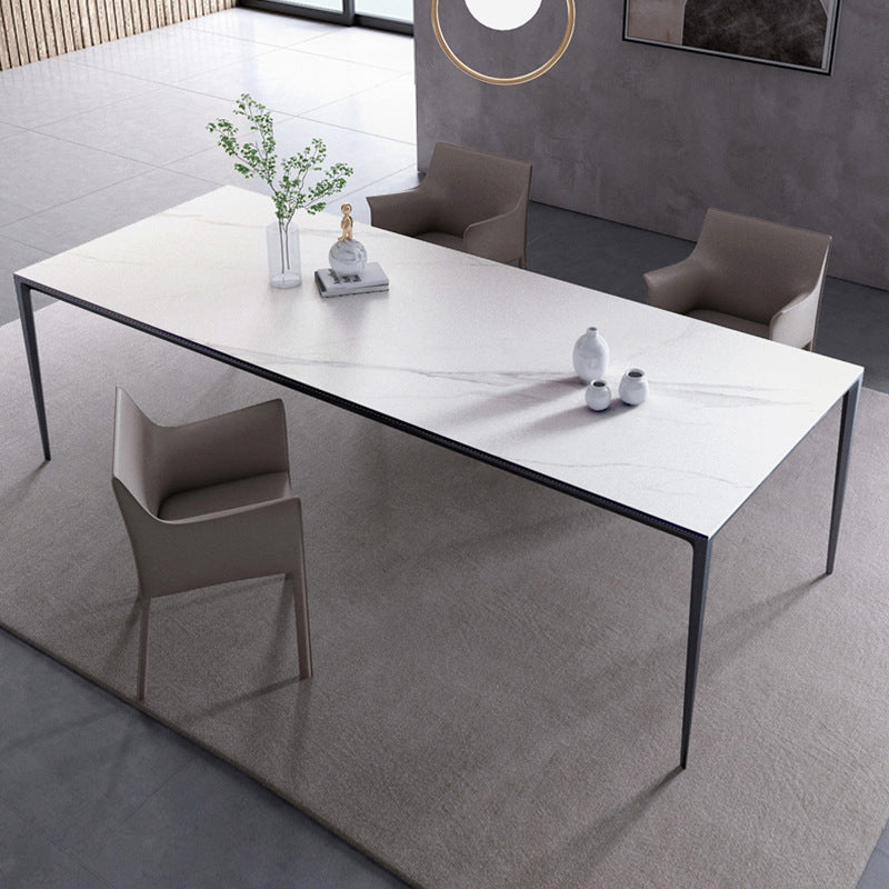 Mid-Century Dining Room Table Rectangle Stone Dinette Table for Home White Without Chairs Clearhalo 'Dining Tables & Seating' 'Dining Tables' 'dining_table' 'furn' 'furn_dining_table' 'Furniture' 'Kitchen & Dining Furniture' 6739620