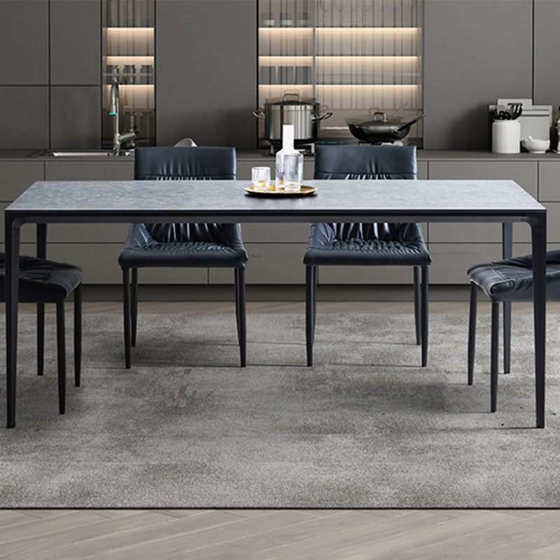 Mid-Century Dining Room Table Rectangle Stone Dinette Table for Home Black White Without Chairs Clearhalo 'Dining Tables & Seating' 'Dining Tables' 'dining_table' 'furn' 'furn_dining_table' 'Furniture' 'Kitchen & Dining Furniture' 6739623