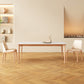 Mid-Century Dining Room Table Rectangle Stone Dinette Table in White