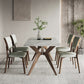 Contemporary Dinette Set with Wooden Frame 1/4/5 Pieces Dining Table Set with Green Chairs 5 Pieces: Table, 4 Chairs Clearhalo 'Dining Room Sets' 'Dining Tables & Seating' 'dining_room_set' 'furn' 'furn_dining_room_set' 'Furniture' 'Kitchen & Dining Furniture' 6739771