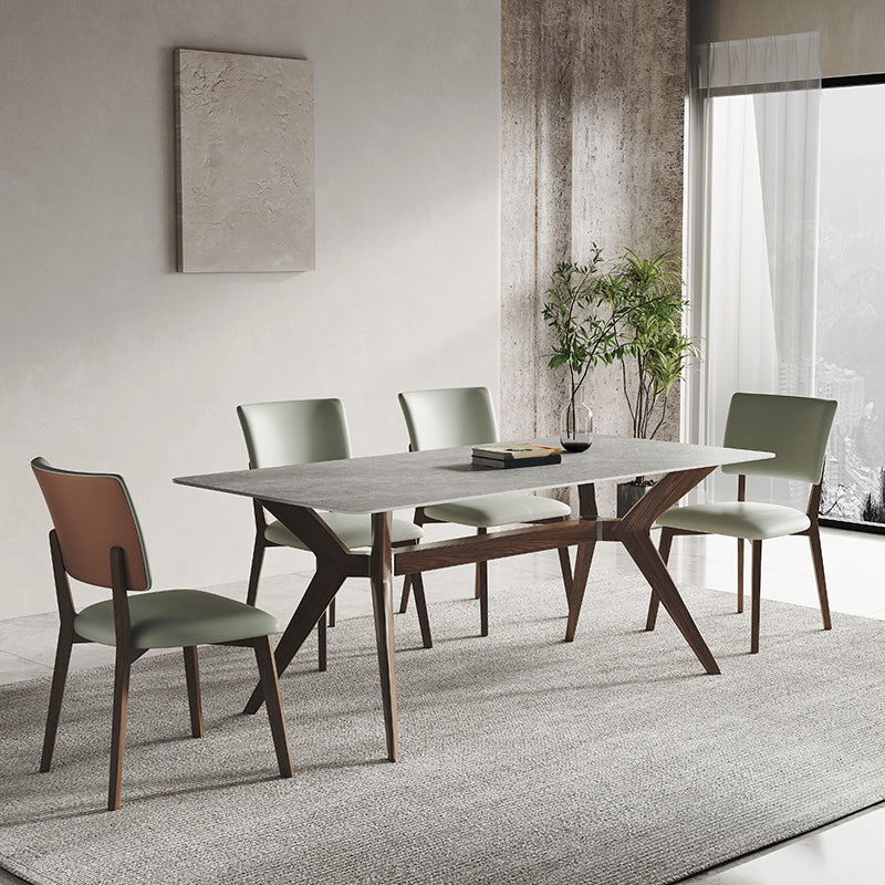 Contemporary Dinette Set with Wooden Frame 1/4/5 Pieces Dining Table Set with Green Chairs Clearhalo 'Dining Room Sets' 'Dining Tables & Seating' 'dining_room_set' 'furn' 'furn_dining_room_set' 'Furniture' 'Kitchen & Dining Furniture' 6739774