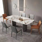 White Stone Dining Table Set 1/2/5/7 Pieces Glam Dinette Set for Kitchen 7 Pieces: Table, 4 Grey+2 Orange Chairs Clearhalo 'Dining Room Sets' 'Dining Tables & Seating' 'dining_room_set' 'furn' 'furn_dining_room_set' 'Furniture' 'Kitchen & Dining Furniture' 6739786