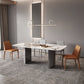 White Stone Dining Table Set 1/2/5/7 Pieces Glam Dinette Set for Kitchen 5 Pieces: Table, 2 Grey+2 Orange Chairs Clearhalo 'Dining Room Sets' 'Dining Tables & Seating' 'dining_room_set' 'furn' 'furn_dining_room_set' 'Furniture' 'Kitchen & Dining Furniture' 6739788