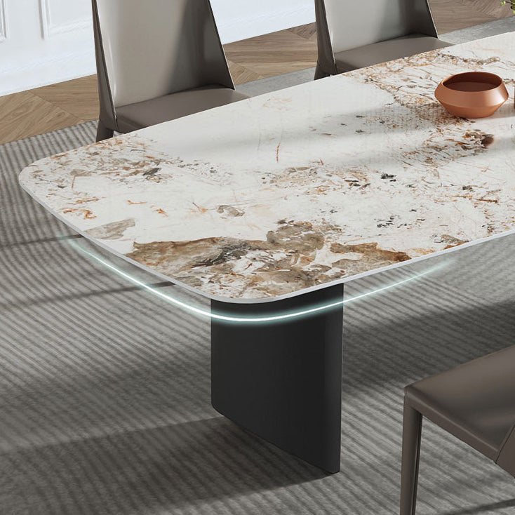 White Stone Dining Table Set 1/2/5/7 Pieces Glam Dinette Set for Kitchen Clearhalo 'Dining Room Sets' 'Dining Tables & Seating' 'dining_room_set' 'furn' 'furn_dining_room_set' 'Furniture' 'Kitchen & Dining Furniture' 6739793