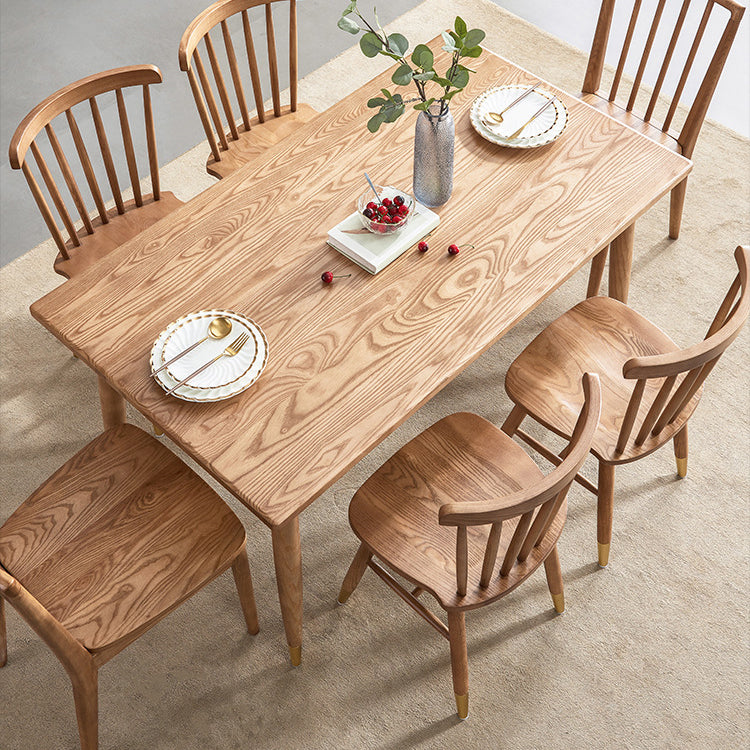 Contemporary 1/2/5/7 Pieces Furniture Rectangle Solid Wood Dining Set in Brown