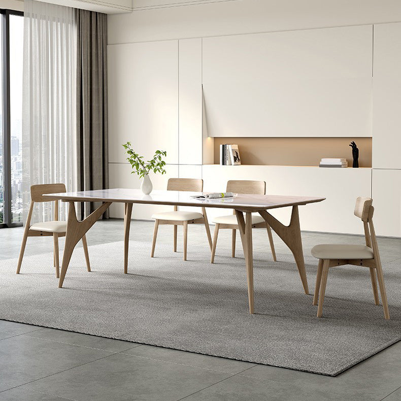 コンテンポラリースタイル1/2/5/7ピースダイニングチェアセット長方形の石造りの家具