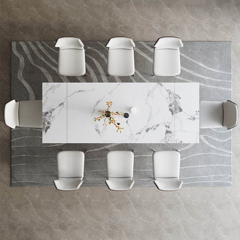 Contemporary 1/4/6/7/9 Pieces Dining Chairs Set Stone Rectangle Furniture 9 Pieces: Table, 8 Chairs Clearhalo 'Dining Room Sets' 'Dining Tables & Seating' 'dining_room_set' 'furn' 'furn_dining_room_set' 'Furniture' 'Kitchen & Dining Furniture' 6739931