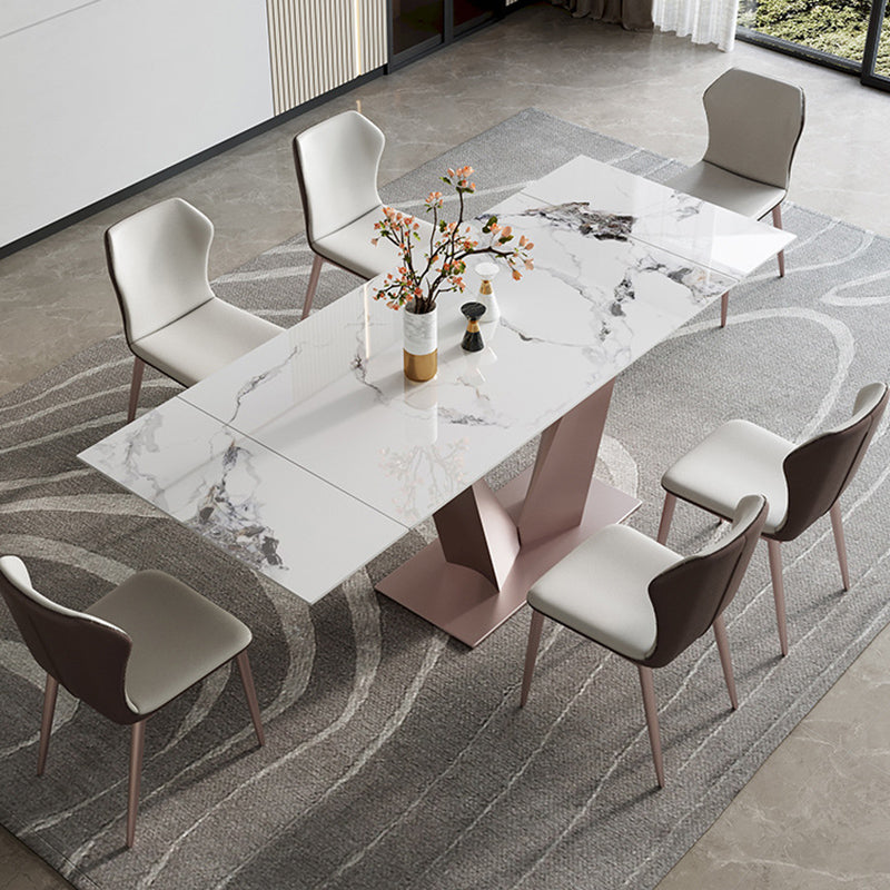 Contemporary 1/4/6/7/9 Pieces Dining Chairs Set Stone Rectangle Furniture 7 Pieces: Table, 6 Chairs Clearhalo 'Dining Room Sets' 'Dining Tables & Seating' 'dining_room_set' 'furn' 'furn_dining_room_set' 'Furniture' 'Kitchen & Dining Furniture' 6739939