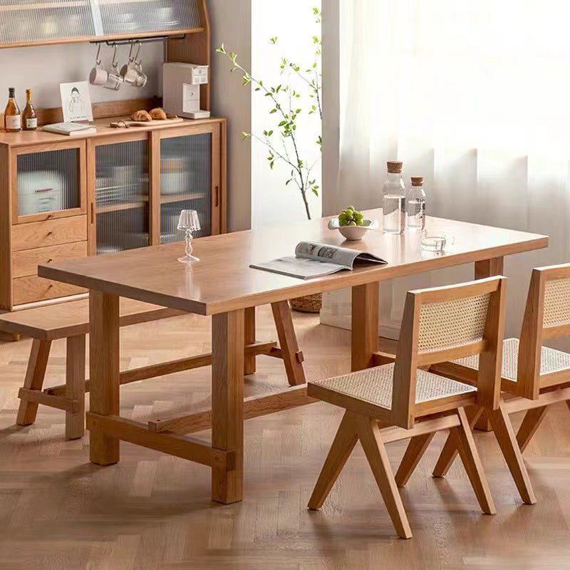 1/2/4/6 Pcs Solid Wood Dining Room Set Modern Style Dining Set with Rectangle Table 4 Pieces: Table, 2 Chairs, 1 Bench Clearhalo 'Dining Room Sets' 'Dining Tables & Seating' 'dining_room_set' 'furn' 'furn_dining_room_set' 'Furniture' 'Kitchen & Dining Furniture' 6740065
