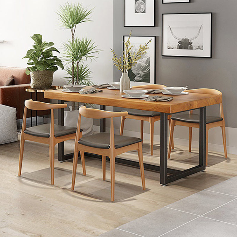 Industrial Natural Finish Dining Table Set 1/2/5 Pcs Solid Wood Dinette Set for Home Clearhalo 'Dining Room Sets' 'Dining Tables & Seating' 'dining_room_set' 'furn' 'furn_dining_room_set' 'Furniture' 'Kitchen & Dining Furniture' 6740201