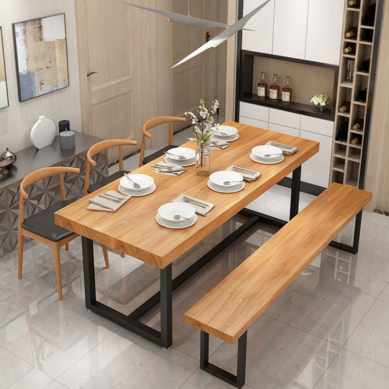 Industrial Natural Finish Dining Table Set 1/2/5 Pcs Solid Wood Dinette Set for Home Clearhalo 'Dining Room Sets' 'Dining Tables & Seating' 'dining_room_set' 'furn' 'furn_dining_room_set' 'Furniture' 'Kitchen & Dining Furniture' 6740202
