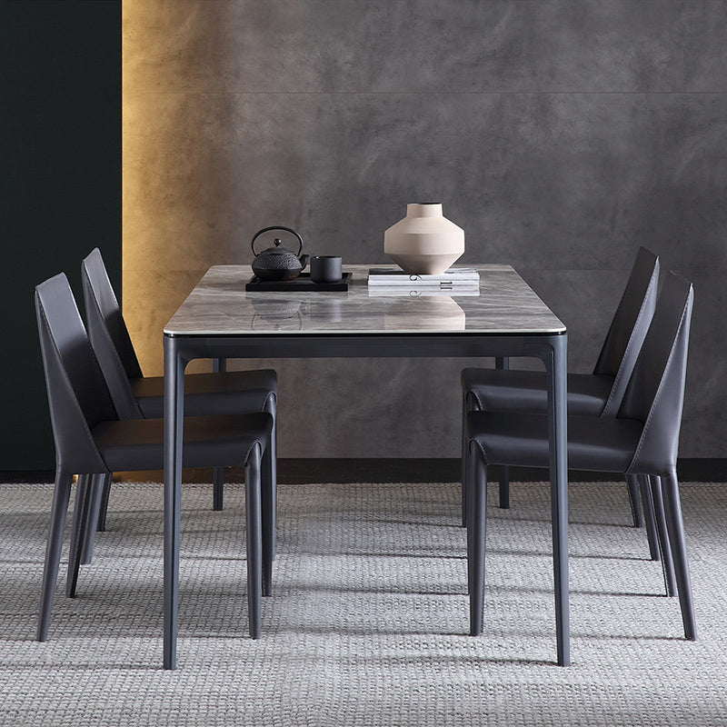 Stile contemporaneo 1/2/5/7 pezzi sedie da pranzo set mobili rettangolo in pietra in grigio