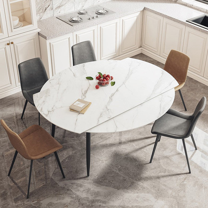 Contemporary Stone Dining Table Kitchen Dinner Table with 4-foot White 51.2"L x 31.5"W x 29.5"H Without Chairs Clearhalo 'Dining Tables & Seating' 'Dining Tables' 'dining_table' 'furn' 'furn_dining_table' 'Furniture' 'Kitchen & Dining Furniture' 6740268