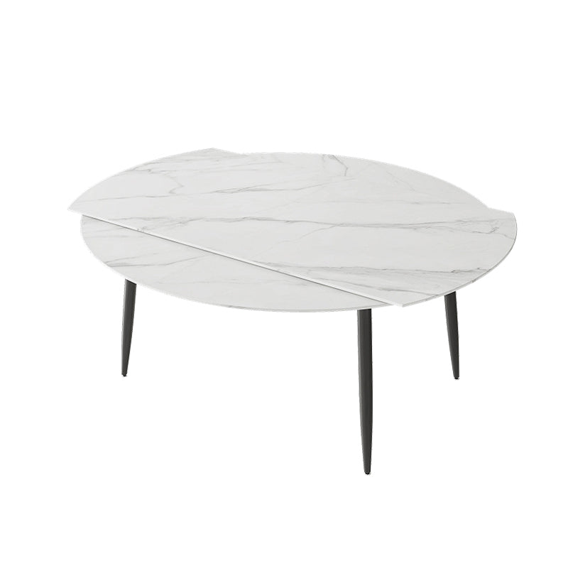 Contemporary Stone Dining Table Kitchen Dinner Table with 4-foot White 59.1"L x 35.4"W x 29.5"H Without Chairs Clearhalo 'Dining Tables & Seating' 'Dining Tables' 'dining_table' 'furn' 'furn_dining_table' 'Furniture' 'Kitchen & Dining Furniture' 6740269