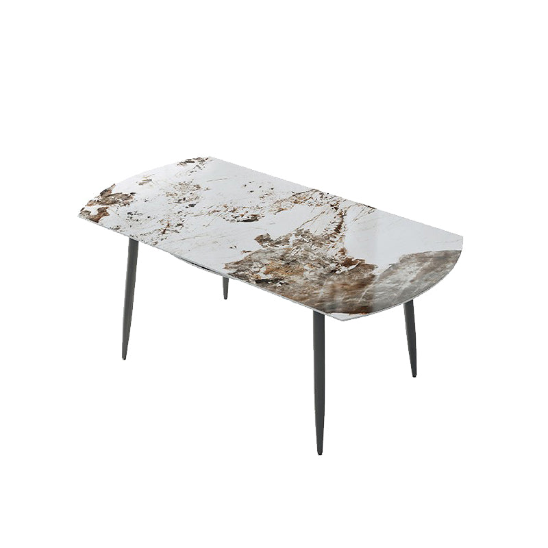 Contemporary Stone Dining Table Kitchen Dinner Table with 4-foot Pandora Gold Without Chairs Clearhalo 'Dining Tables & Seating' 'Dining Tables' 'dining_table' 'furn' 'furn_dining_table' 'Furniture' 'Kitchen & Dining Furniture' 6740270