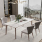 Mesa de comedor estilo Glam, mesa de comedor rectangular de piedra en blanco