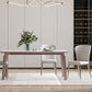 Mesa de comedor estilo Glam, mesa de comedor rectangular de piedra en blanco