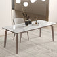 Mesa de comedor estilo Glam, mesa de comedor rectangular de piedra en blanco