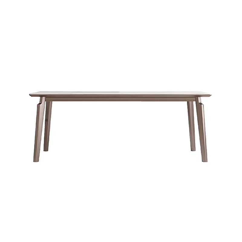 Mesa de comedor estilo Glam, mesa de comedor rectangular de piedra en blanco