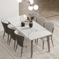 Mesa de comedor estilo Glam, mesa de comedor rectangular de piedra en blanco