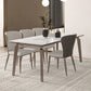 Mesa de comedor estilo Glam, mesa de comedor rectangular de piedra en blanco