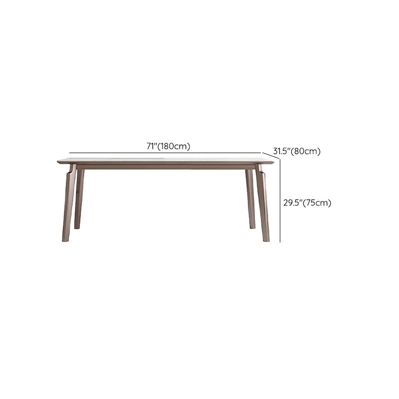 Mesa de comedor estilo Glam, mesa de comedor rectangular de piedra en blanco