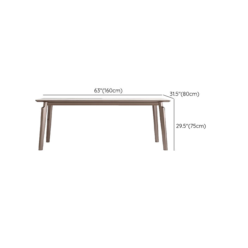 Mesa de comedor estilo Glam, mesa de comedor rectangular de piedra en blanco