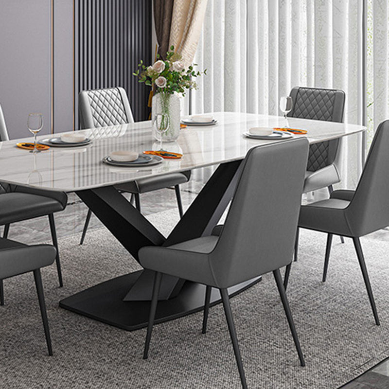 Modern Dining Table Stone Dining Room Dining Table with Metal Base Clearhalo 'Dining Tables & Seating' 'Dining Tables' 'dining_table' 'furn' 'furn_dining_table' 'Furniture' 'Kitchen & Dining Furniture' 6740304
